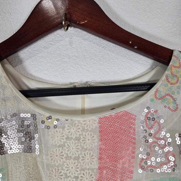 Anthropologie Eva Franco‎ Sequin Embellished Assymetric Midi Dress Multicolor - Picture 5 of 10